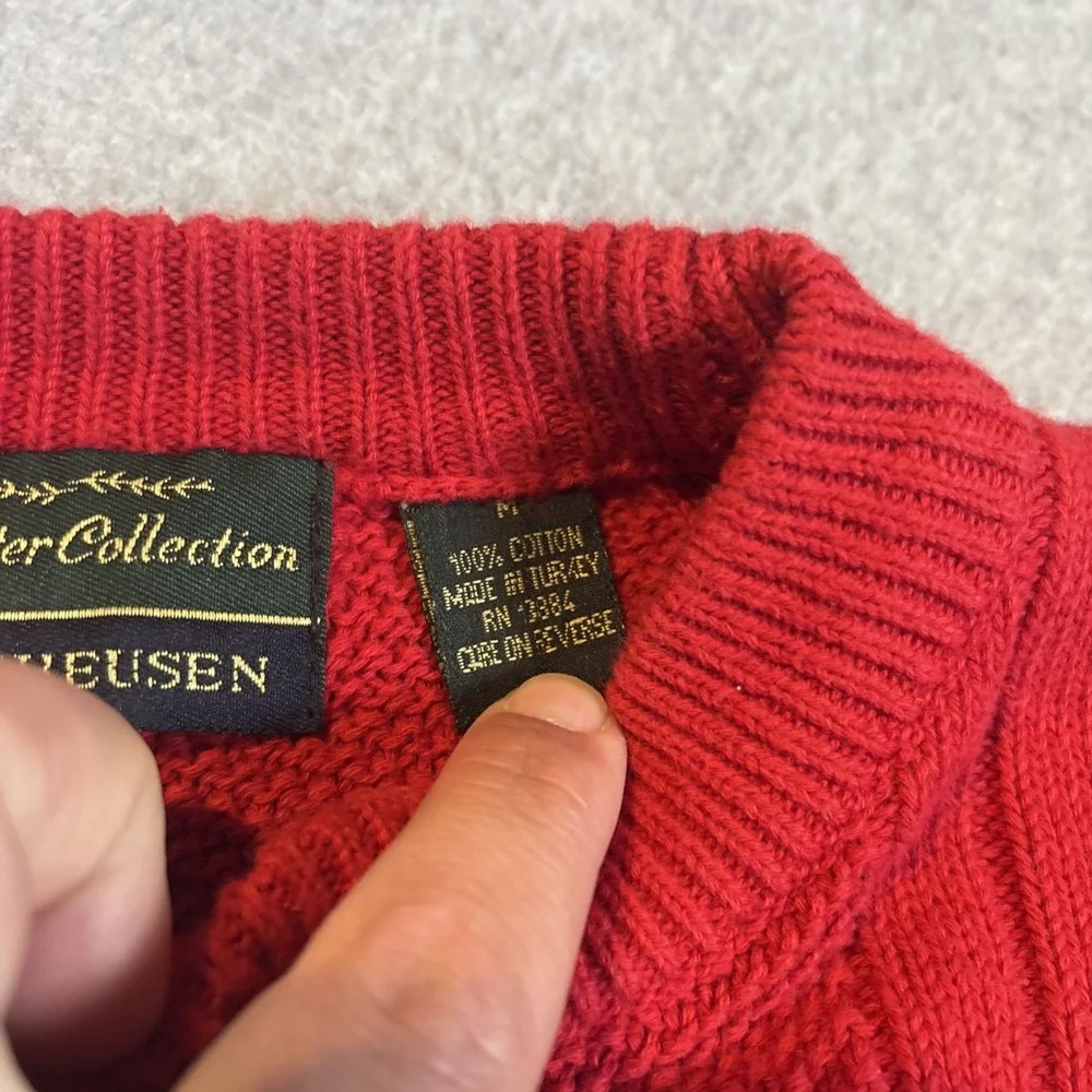 Vintage‎ Red Cable Knit Golf Sweater Men's M Sweater Collection By Van Heusen